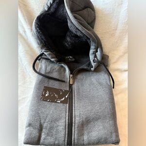 New Unisex Gray Fleece-Lined Full Zip Hoodie Size XL